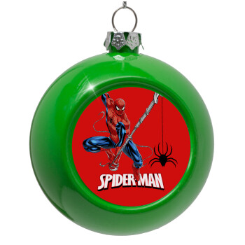 Spiderman fly, Green Christmas tree ornament bauble 8cm