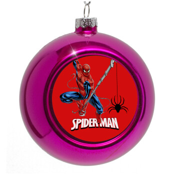 Spiderman fly, Purple Christmas tree ornament bauble 8cm