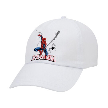 Spiderman fly, Adult Baseball Cap White 5-panel (POLYESTER, ADULT, UNISEX, ONE SIZE)