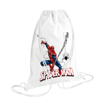 Spiderman fly, Backpack pouch GYMBAG white (28x40cm)