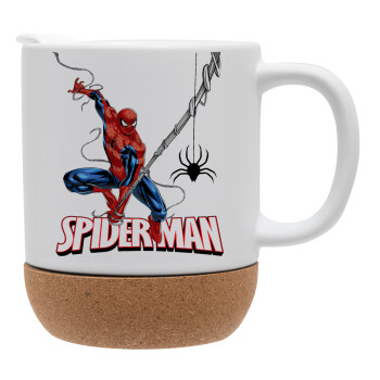 Spiderman fly, Ceramic coffee mug Cork (MAT), 330ml (1pcs)