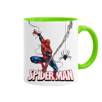 Spiderman fly, Mug colored light green, ceramic, 330ml