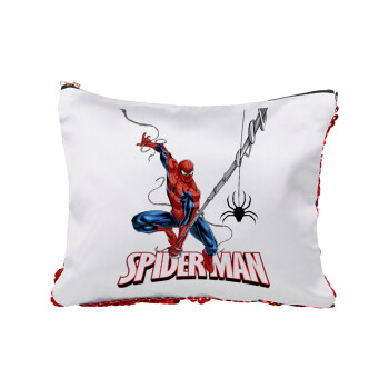 Spiderman fly, Red sequin cosmetic bag