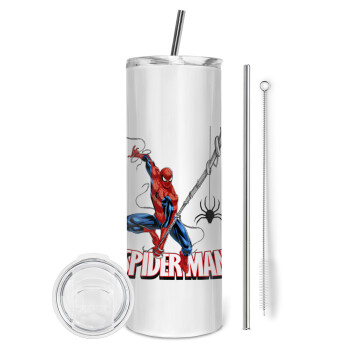 Spiderman fly, Eco friendly stainless steel tumbler 600ml, with metal straw & cleaning brush