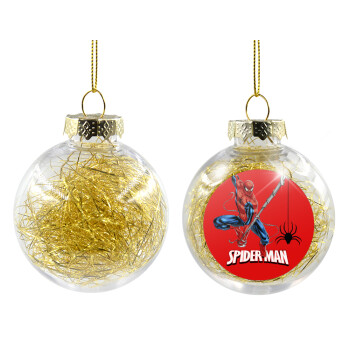 Spiderman fly, Transparent Christmas tree ball ornament with gold filling 8cm