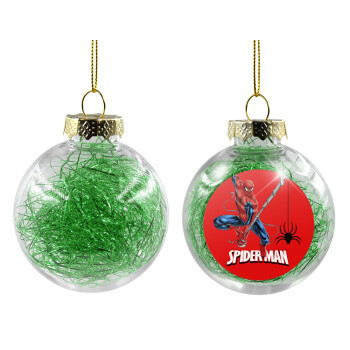 Spiderman fly, Transparent Christmas tree ball ornament with green filling 8cm