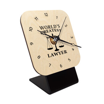 World's greatest Lawyer, Quartz Table clock in natural wood (10cm)