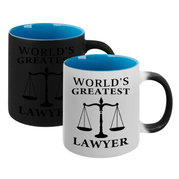 World's greatest Lawyer, Κούπα Μαγική εσωτερικό μπλε, κεραμική 330ml που αλλάζει χρώμα με το ζεστό ρόφημα