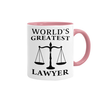 World's greatest Lawyer, Κούπα χρωματιστή ροζ, κεραμική, 330ml