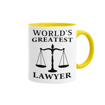 World's greatest Lawyer, Mug colored yellow, ceramic, 330ml