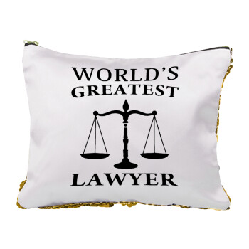 World's greatest Lawyer, Sequin Gold Pouch Cosmetic Bag