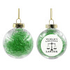 Transparent Christmas tree ball ornament with green filling 8cm