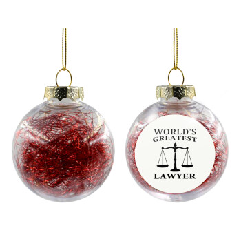 World's greatest Lawyer, Χριστουγεννιάτικη μπάλα δένδρου διάφανη με κόκκινο γέμισμα 8cm