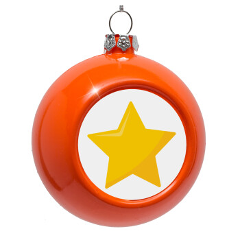 Star, Orange Christmas tree ornament bauble 8cm