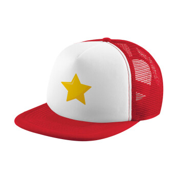 Star, Adult Soft Trucker Hat with Red/White Mesh (POLYESTER, ADULT, UNISEX, ONE SIZE)