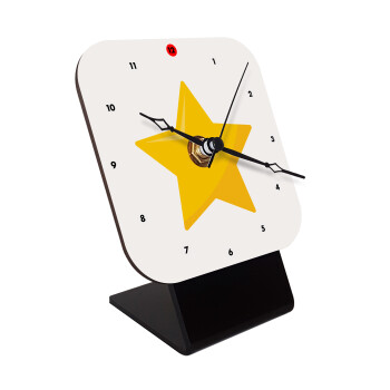 Star, Quartz Wooden table clock with hands (10cm)