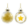 Transparent Christmas tree ball ornament with gold filling 8cm