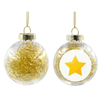 Star, Transparent Christmas tree ball ornament with gold filling 8cm