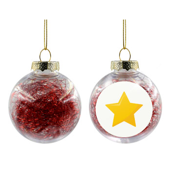 Star, Transparent Christmas tree ball ornament with red filling 8cm