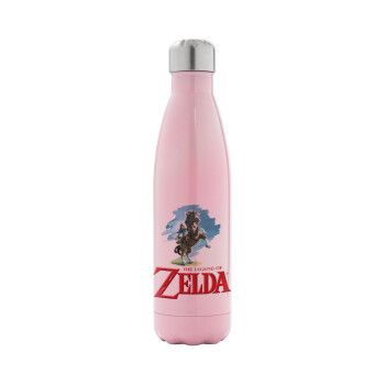 Zelda, Μεταλλικό παγούρι θερμός Ροζ Ιριδίζον (Stainless steel), διπλού τοιχώματος, 500ml
