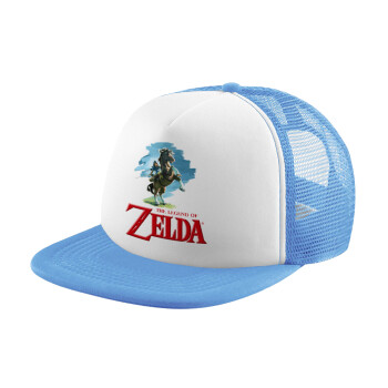 Zelda, Child's Soft Trucker Hat with Blue/White Mesh (POLYESTER, CHILD, ONE SIZE)