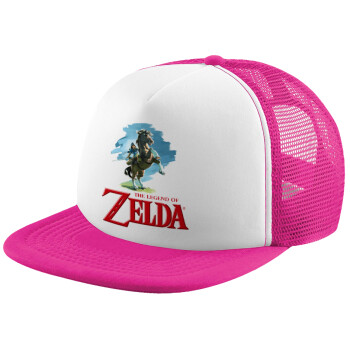 Zelda, Καπέλο Ενηλίκων Soft Trucker με Δίχτυ Pink/White (POLYESTER, ΕΝΗΛΙΚΩΝ, UNISEX, ONE SIZE)