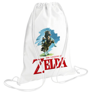 Zelda, Τσάντα πλάτης πουγκί GYMBAG λευκή (28x40cm)