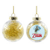 Transparent Christmas tree ball ornament with gold filling 8cm