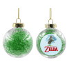 Transparent Christmas tree ball ornament with green filling 8cm