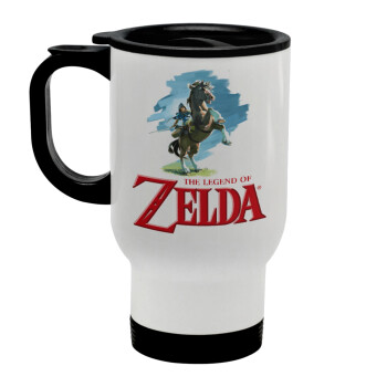 Zelda, Stainless steel travel mug with lid, double wall white 450ml