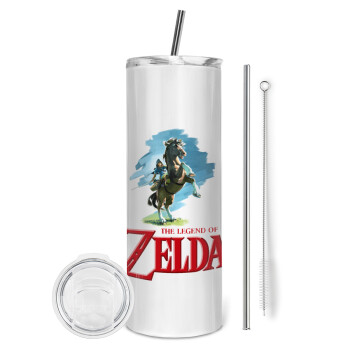 Zelda, Eco friendly stainless steel tumbler 600ml, with metal straw & cleaning brush