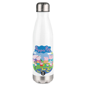 Peppa pig Family, Metal mug thermos White (Stainless steel), double wall, 500ml