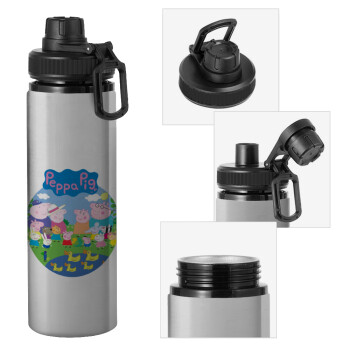 Peppa pig Family, Metallic water bottle with safety cap, 850ml aluminum