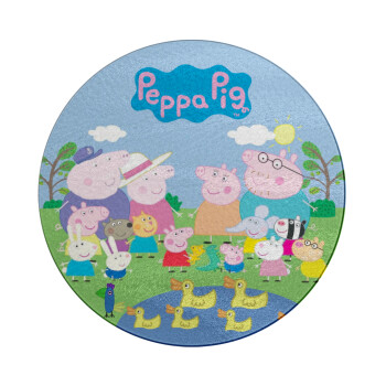 Peppa pig Family, Επιφάνεια κοπής γυάλινη στρογγυλή (30cm)