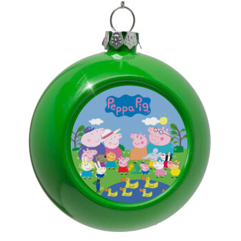 Peppa pig Family, Green Christmas tree ornament bauble 8cm