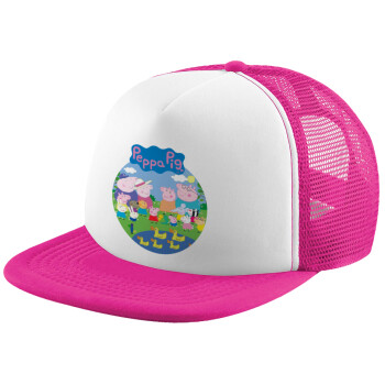 Peppa pig Family, Καπέλο Ενηλίκων Soft Trucker με Δίχτυ Pink/White (POLYESTER, ΕΝΗΛΙΚΩΝ, UNISEX, ONE SIZE)
