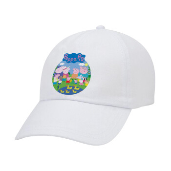 Peppa pig Family, Adult Baseball Cap White 5-panel (POLYESTER, ADULT, UNISEX, ONE SIZE)