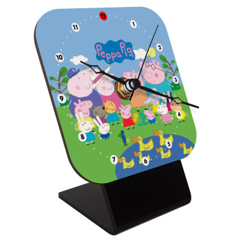 Peppa pig Family, Quartz Wooden table clock with hands (10cm)