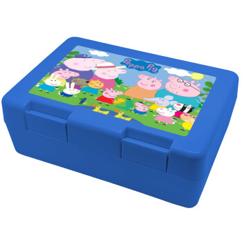 Peppa pig Family, Children's cookie container BLUE 185x128x65mm (BPA free plastic)
