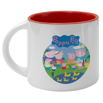 Peppa pig Family, Κούπα κεραμική 400ml Λευκή/Κόκκινη