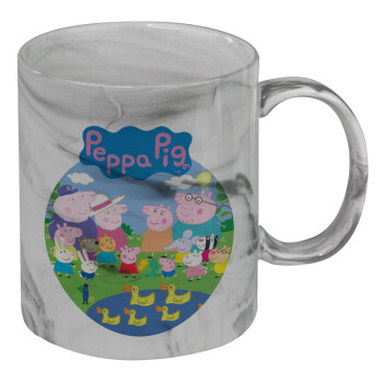 Peppa pig Family, Mug ceramic marble style, 330ml