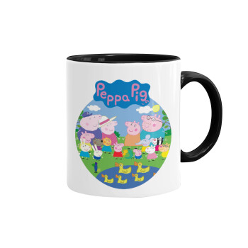 Peppa pig Family, Mug colored black, ceramic, 330ml