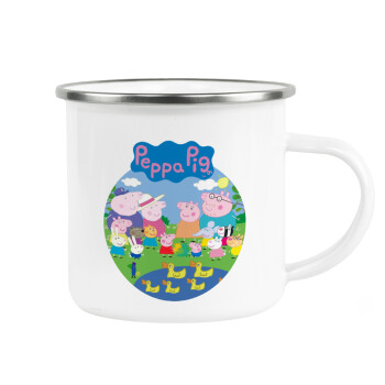 Peppa pig Family, Metallic enamel cup white 360ml