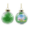 Transparent Christmas tree ball ornament with green filling 8cm