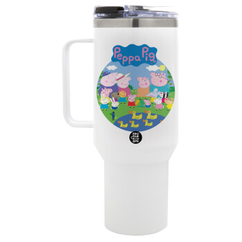 Peppa pig Family, Mega Tumbler με καπάκι, διπλού τοιχώματος (θερμό) 1,2L