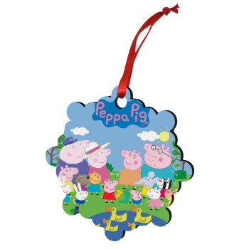 Peppa pig Family, Christmas ornament snowflake wooden 7.5cm