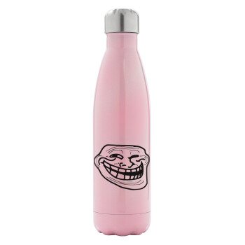 Troll face, Metal mug thermos Pink Iridiscent (Stainless steel), double wall, 500ml