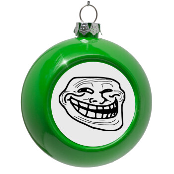 Troll face, Green Christmas tree ornament bauble 8cm