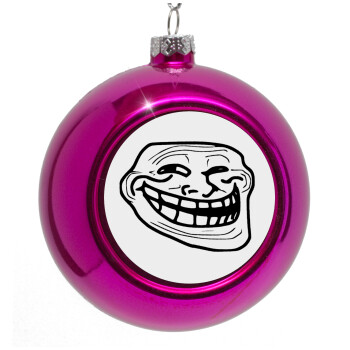 Troll face, Purple Christmas tree ornament bauble 8cm