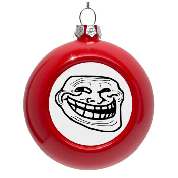 Troll face, Red Christmas tree ornament bauble 8cm